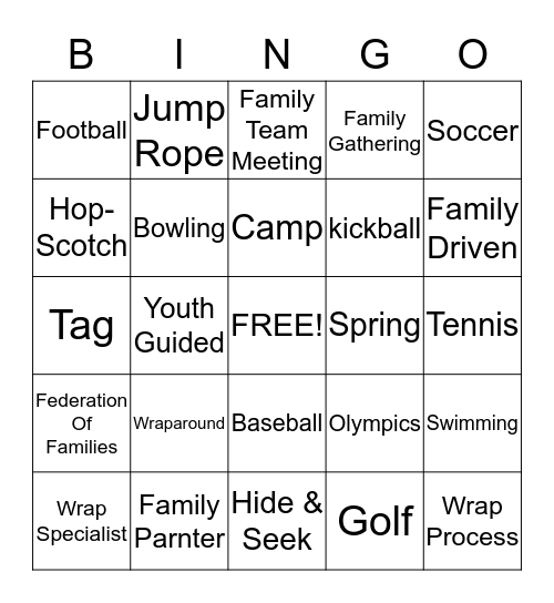 Healthy Minds Healthy Lives Bingo Card