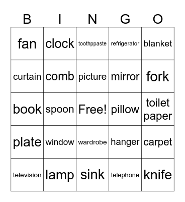 Things in house Bingo Card