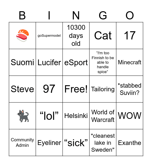 Social Sunday - Suvi Bingo Card