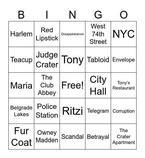 Book Club Bingo Card