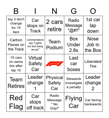 Austrian GP 2025 Bingo Card
