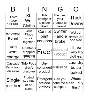 Fabric/Home Bingo Card