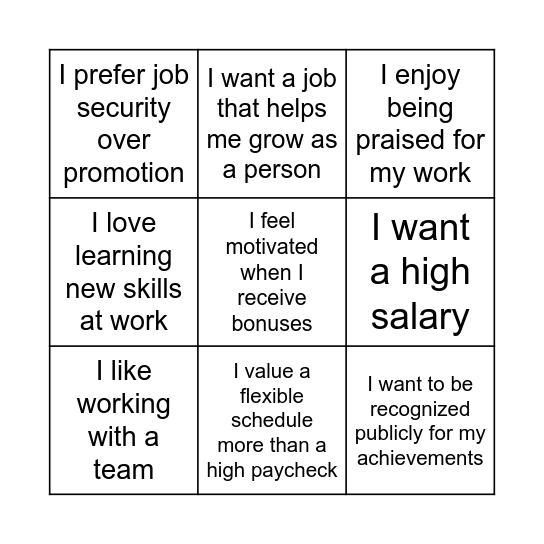 Workplace Bingo Card