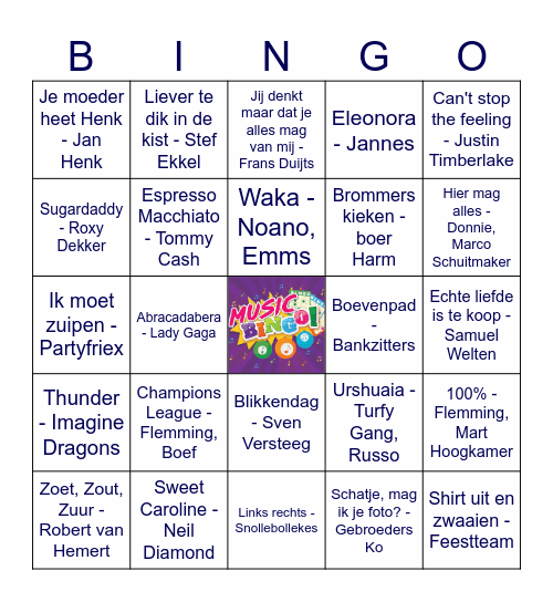 Muziekbingo Card