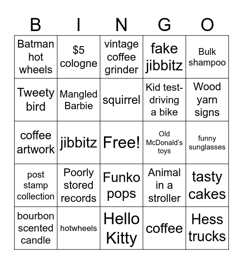 Flea market Bingo Card
