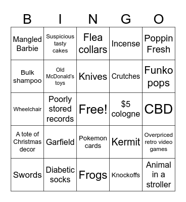 Flea market Bingo Card