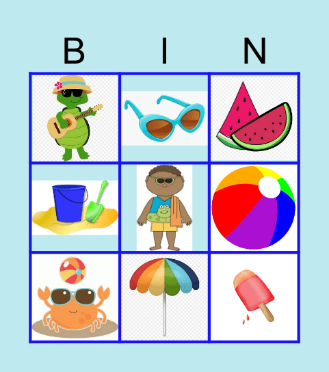Summer Images Bingo Card