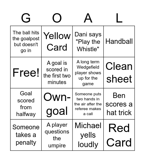 Hedland Flukes Finals Bingo Card