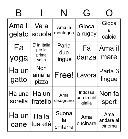 TROVA QUALCUNO CHE... Bingo Card