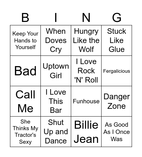 Music Bingo Card