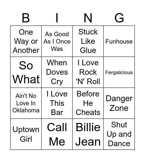 Music Bingo Card