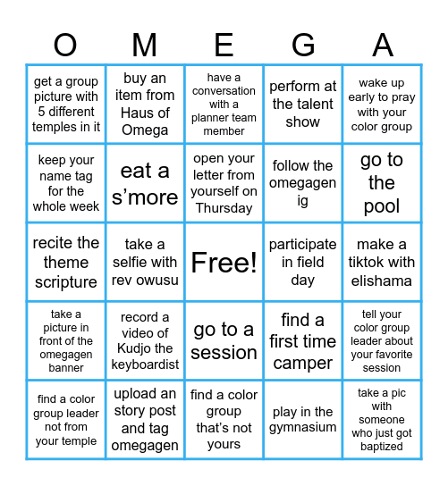OMEGA Bingo Card