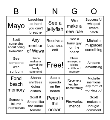 Tropical Ventnor Sibling Trip 2025 Bingo Card