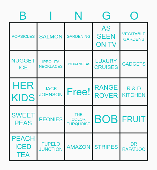 THINGS JEANNIE LOVED Bingo Card