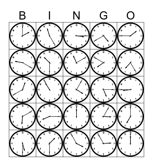 Wie viel Uhr ist es? Bingo Card