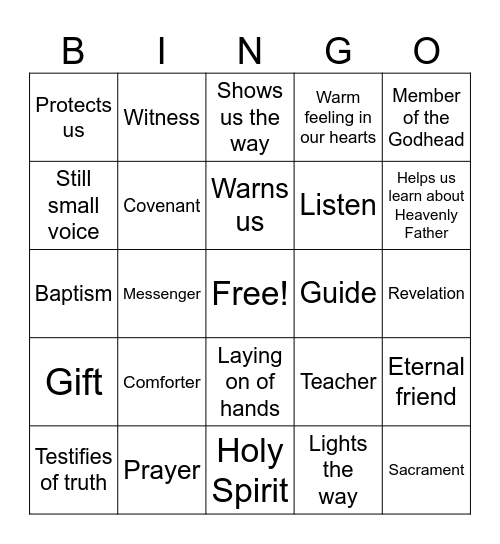 Holy Ghost Bingo Card