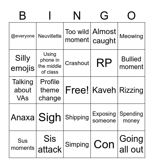 Damien bingo Card