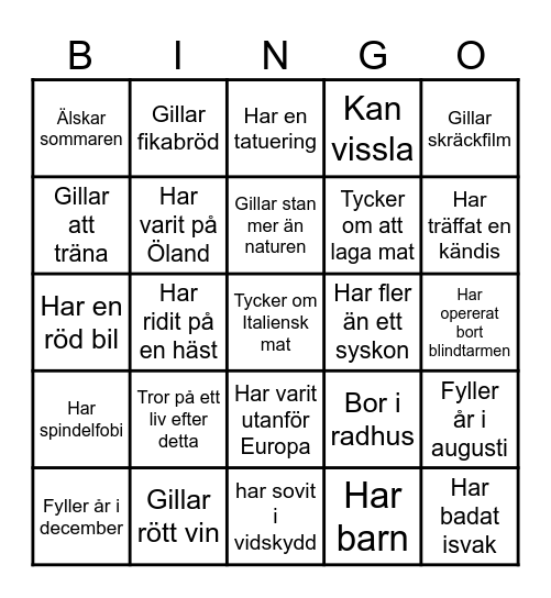 Inre Hamn Bingo Card