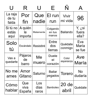 Bingo Musical Urueña 2025 Bingo Card