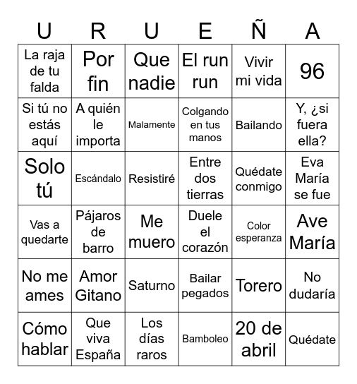 Bingo Musical Urueña 2025 Bingo Card