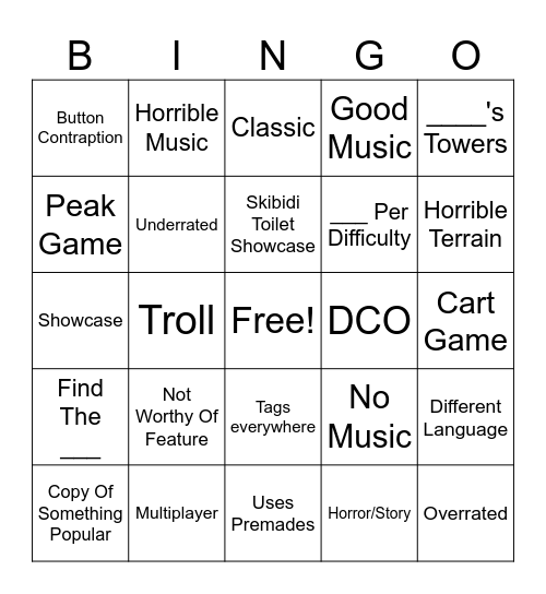 OBBY CREATOR FEATURED BINGO Card