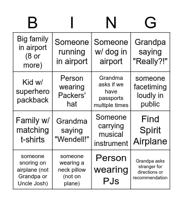 Day 0: Th 7/10 Bingo Card