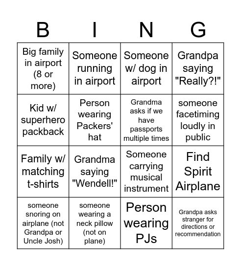 Day 0: Th 7/10 Bingo Card