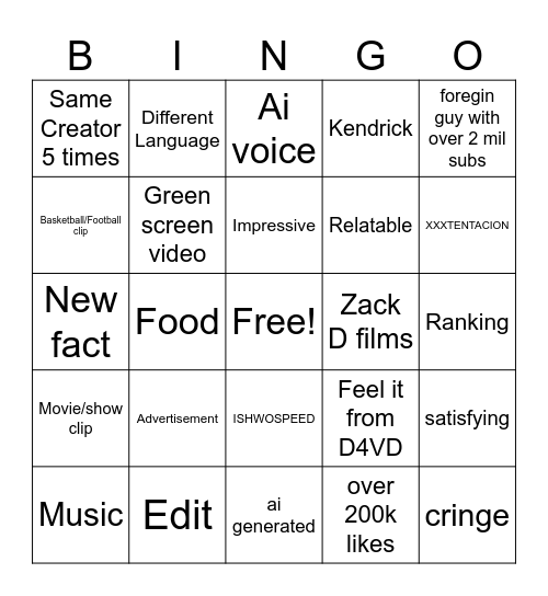 Untitled Bingo Card