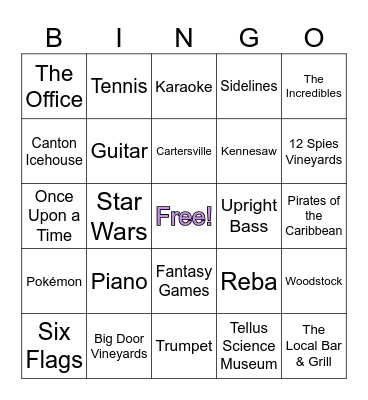 Lobster's Bingo Card