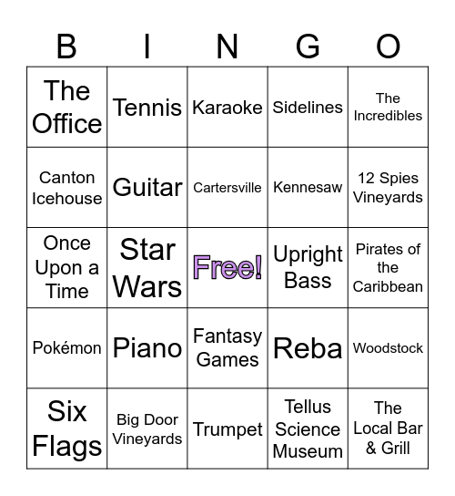 Lobster's Bingo Card