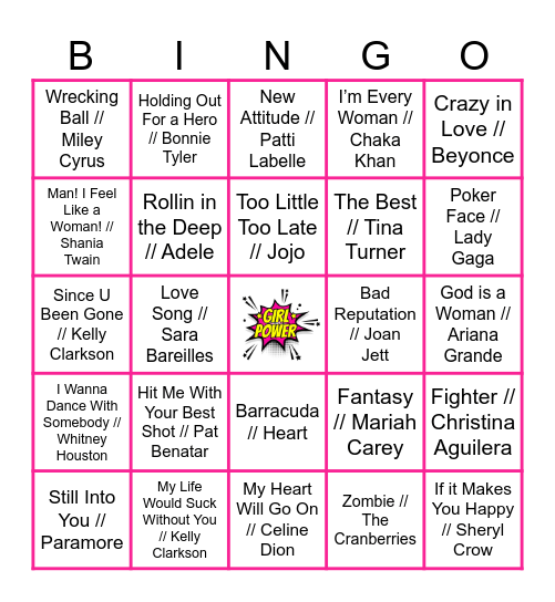 Female Powerhouse Bingo Card