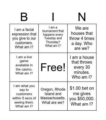 Who am I? Bingo Card