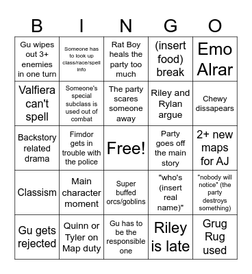 DnD Bingo Card
