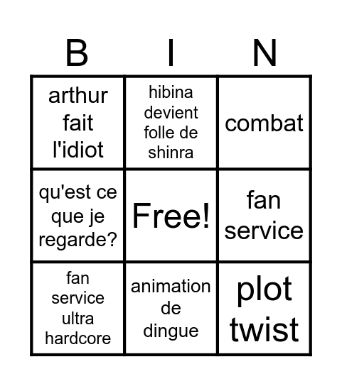 fire force Bingo Card