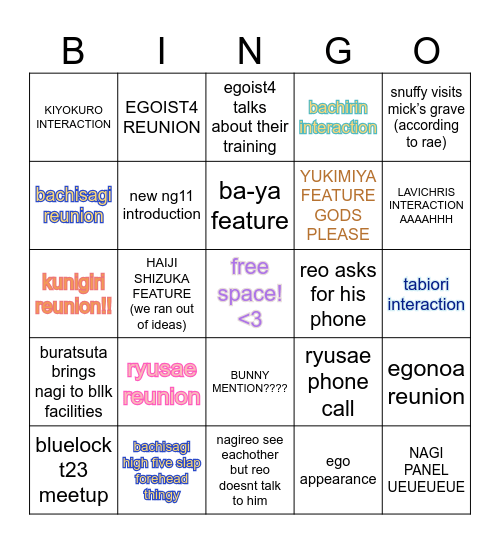 bllk 309 bingo Card