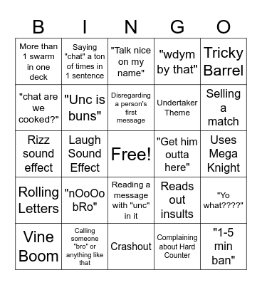 Jhonatan BINGO! Bingo Card