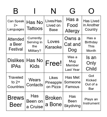 MUG MEMBER BINGO Card