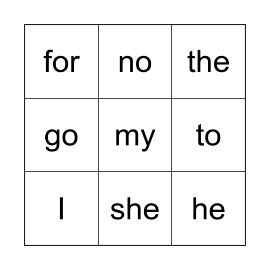 Red Words - Set 1 Bingo Card