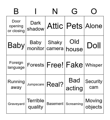 Scary videos Bingo Card