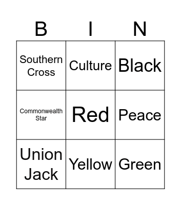 Australian Flags Bingo Card