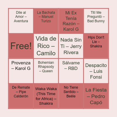 BINGO MUSICAL Bingo Card