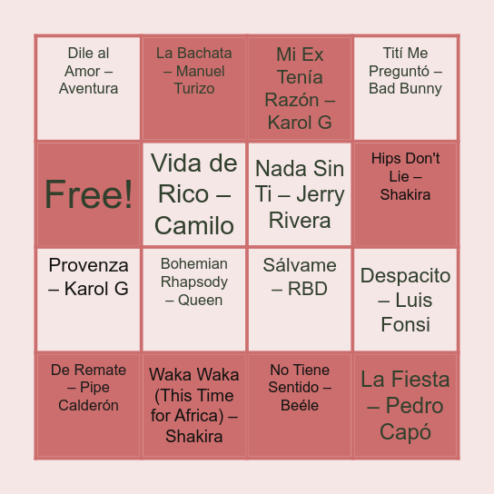 BINGO MUSICAL Bingo Card