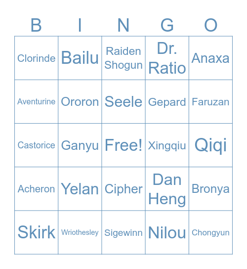 Acquaint Bingo Card