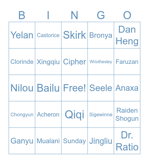 Acquaint Bingo Card
