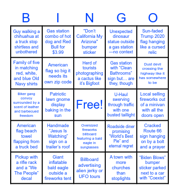 CPT TO AZ ROAD TRIP BINGO Card