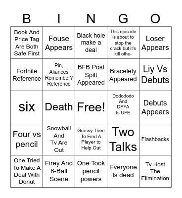 TPOT 19 Bingo Card