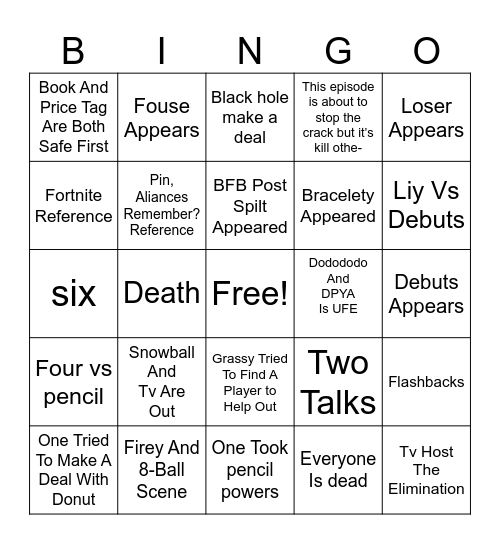 TPOT 19 Bingo Card