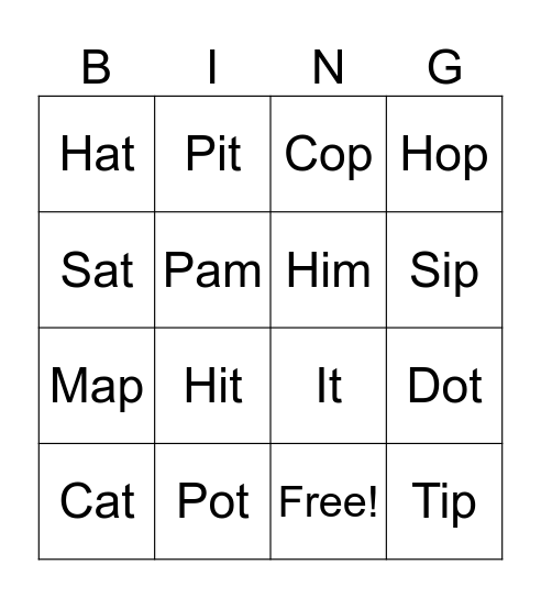 Bingo Fun! Bingo Card