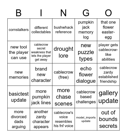 zardy chapter 2 bingo Card