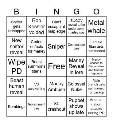 SOS AND GOVERNMENT OOTW2 MISSION Bingo Card
